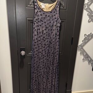 Elegant Purple Silk Embellished Evening Gown